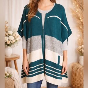CASLON ZIP FRONT CAPE STYLE CARDIGAN